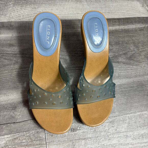 Vintage Y2K Fioni Plastic and Wood Heels size 8.5 - Picture 1 of 3